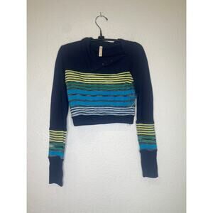 FP Movement Mountain Mama Striped Layering Stretchy Crop Top NWOT Sz XS Navy